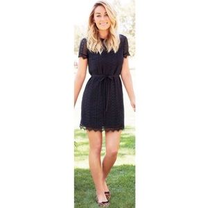 LC Lauren Conrad Black Tie Lace Overlay Dress